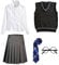 FStory&Winyee Zauberer Set Bluse Rock Weste Krawatte Brille Kostüm Zubehör für Kinder Erwachsene Zubehör Set Striped Tie Gestreifte Krawatte zum Karneval Fasching Halloween,2 Weiblich-blau,145