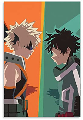 GNKIO My Hero Academia MHA Bakugo Katsuki and Midoriya Izuku Anime Poster Poster Dekorative Malerei Leinwand Wandkunst Wohnzimmer Poster Schlafzimmer Malerei 12x18inch(30x45cm)
