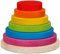 goki Evolution 58473 Stapelturm aus Holz, Bunte Holzringe in unterschiedlichen Größen, Farben auf Wasserbasis, fördert Motorik und Hand-Augen-Koordination, Made in Europe, 13cm, 7er Set, ab 2 Jahre