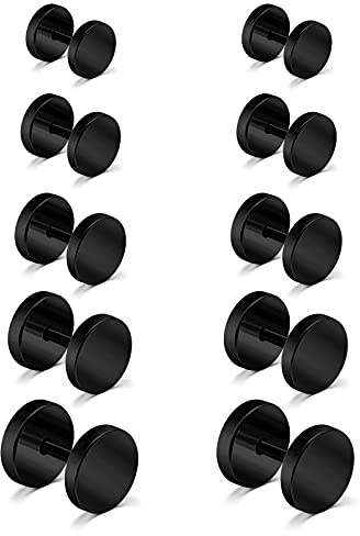 Funseedrr 5-4 Paar Fake Plugs Tunnels Männer Ohrstecker Edelstahl Flach Ohrringe Ohr Piercing Stecker für Herren Damen