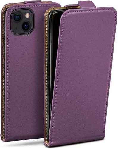 moex Flip Case for Apple iPhone 13, Foldable, 360 Degree All-Round Full Protection, Vegan Leather Flip Case with Vertical Flap, Magnetic - Purple