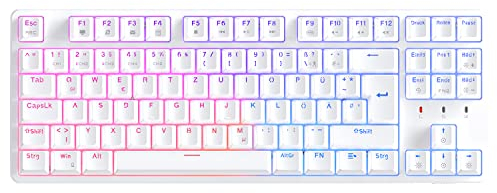 CIY X77 Mechanische Gaming Tastatur丨88 Tastaten QWERTZ Layout丨Programmierbare RGB丨Drei höhenverstellbar丨Typ-C-Kabel丨Hot-Swap-fähige Tastatur für Win/Mac (Gray+Braun Schalter) (WR)