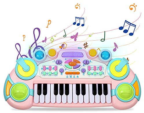 Cozybuy Tastiera giocattolo per pianoforte per bambini, 24 tasti, pianoforte per pianoforte per bambini, pianoforte per bambini, tastiera per pianoforte, regalo di compleanno per 1-6 anni, giocattolo