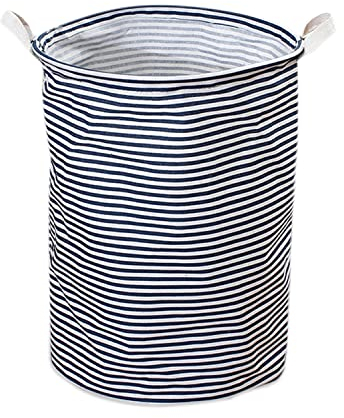 1 Stück faltbarer Wäschekorb, tragbarer wasserdichter Schmutzwäschekorb, blau gestreifter Aufbewahrungskorb, platzsparender Korb mit Griffen für Schlafzimmer und Badezimmer