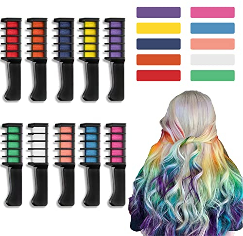 Peine De Tiza Para El Cabello De 10 Colores, Peine Temporal Para TeñIr El Cabello, Peine Desechable Lavable Para TeñIr El Cabello Para NiñOs/NiñAs Cosplay, Fiesta, Navidad, Regalos De CumpleañOs