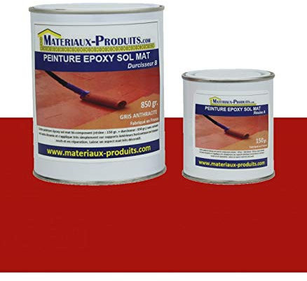 MATPRO - Peinture Epoxy Sol, Mur Aspect Mat - Sans Solvant, Auto-Lissant - Application Support Intérieur Horizontal/Vertical - Rouge Brique -2.5Kg
