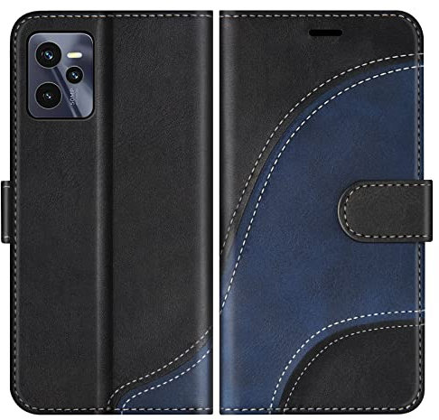 BoxTii Coque pour Oppo Realme C35 4G / Realme Narzo 50A Prime, Portefeuille Etui en Cuir PU, Magnétique Protection Housse Coque pour Realme C35 4G / Realme Narzo 50A Prime, Noir