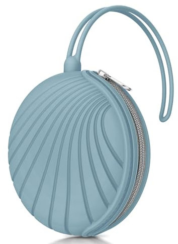 Smlpuame Silikon Schnullerbox Mädchen Junge,BPA-Freiem Silikon Schnullerhalter Aufbewahrung für 2 Schnuller,Wasserdicht Schnullerhalter Schnullerbox für Wickelrucksack(Blau)