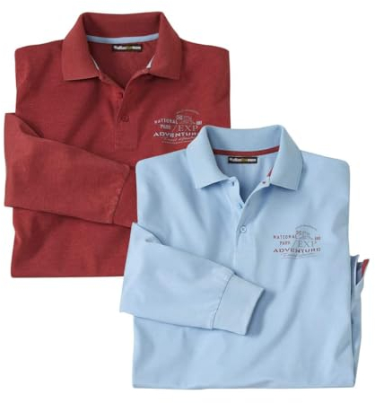 ATLAS FOR MEN - Lot de 2 Polos Manches Longues - Allure Sport-Chic - Disponible en Grandes Tailles du M au 5XL
