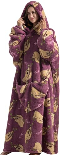 JOJJJOJ Übergroße Hoodie Decke mit riesiger Tasche Sweatshirt Decke für Damen und Herren Einheitsgröße Faultier