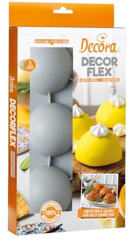 Decora 9260435 Moule en silicone souple, de haute qualité, 5 cavités, demi-sphère de Ø 80 x 40 H Mm, idéal pour réaliser des friandises ou des préparations salées, que ce soit au four ou au
