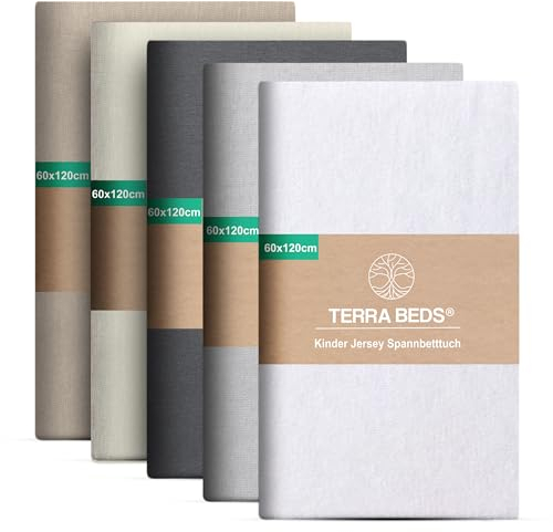 Terra Beds Premium Spannbettlaken 60x120 cm - 160g/m2-100% Hochwertiges Oeko-TEX Baumwoll Jersey Kinder Spannbetttuch – Erhältlich in 10 Farben