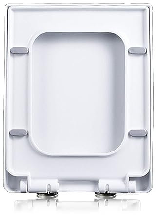 DRYFAL Abattant WC Rectangulaire, Lunette De Toilette Carrée, Cuvette Toilette avec Frein De Chute, Dégagement Rapide, Fixation sur Le Dessus, Antibactérien, Charnières Réglables,06C