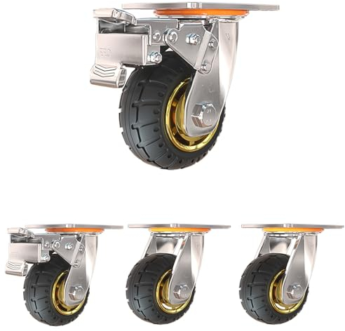 Transportrollen, Transportrollen Mit Bremse, Rollen Aus Vollgummi, 360-Grad-Rotation, Möbelrollen Lenkrollen, für Palettenmöbel Schrank Oder Transportboxen Rollbrett ( Size : 4IN(2STEERABLE 2WITH BRAK