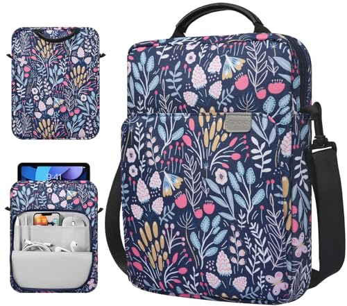TiMOVO 9-11 Inch Tablet Sleeve Bag with Shoulder Strap for iPad 11-inch A16 2025, iPad 10.9/10.2 | Air 11/5th/4th Gen. 10.9, Galaxy Tab A9 Plus 11, Colorful Flower