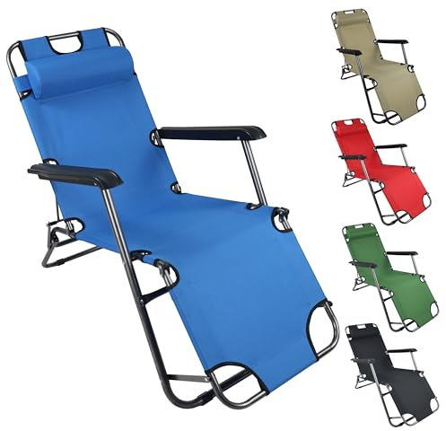 VCM Sonnenliege klappbar | Maße Liegestuhl ca. L. 153 x B. 60 x H. 27 cm | Maße Sitzposition ca. L. 115 x B. 60 x H. 84 cm | leicht und kompakt | Liegestuhl - Maltosa