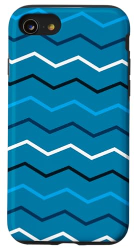 Hülle für iPhone SE (2020) / 7 / 8 Light Blue Dark Blue Zigzag Waves Ocean Modern Pattern