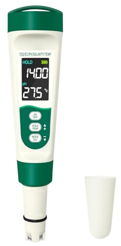 TOFFCAEA PH Messgerät Neu 2024, Digitaler 5-in-1 Pool Salzwassertester für PH, EC, TDS, SALT, TEMP, Mit LCD-Display, Wassertester für Schwimmbad, Whirlpool (2024 Neu 5 in 1 Salzmessgerät)