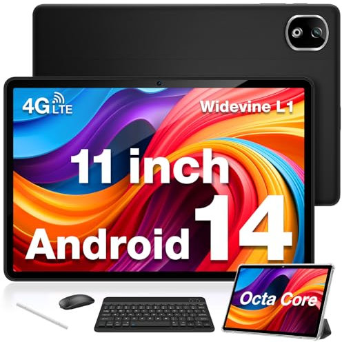 DOOGEE T30E Android 14 Tablet 11 Pollici, 4G lte e 5G WiFi, 9GB RAM +128GB ROM (1TB TF), 8000mAh, Octa-Core, 13MP+5MP, Tablet PC con Bluetooth Tastiera, Custodia, Mouse e Penna, OTG/GPS/Widevine L1