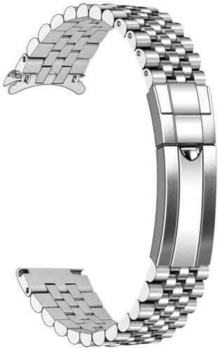 Kai Tian 20mm Metal Watch Strap Curved Ends Screw in Taperd Watch Strap, Medium Brush with Stainless Steel Diving Buckle Men Women, Silver Gold Watch Band