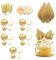 Dinghaole 30 Stück Boho Tortendeko, Kuchen Dekoration Kugel Palmblätter Kuchendekoration Tortendeko Blumen,Blumen Golden Kugeln Hochzeit Cupcake Topper DIY Geburtstag Babyparty