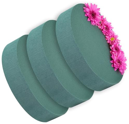 com-four® 3X Espuma Floral para arreglos Florales - 16 x 3,5 cm - Espuma Floral para Flores Frescas - Esponja Floral para Manualidades para Bodas, Pascua y cumpleaños (3 Piezas - Planas)