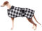 Geyecete Wasserdichter Hundemantel,Windhund Mantel,Whippet Hundejacke Winter,mit Warmem Fleecefutter innen,Verstellbaren Outdoor Hundebekleidung für Windhunde/Lurcher/Whippet-Kariert Schwarz-L