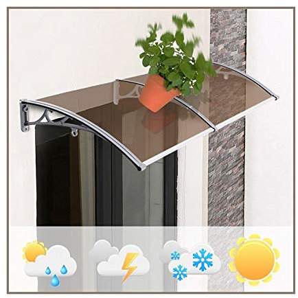 Sun Shade Window Awning, Patio Polycarbonate Rain Resistant Door Canopy Blue Sides Aluminum Bracket,For Outdoor Entrance,-80cmx200cm