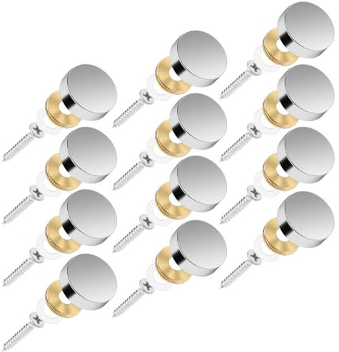 Mirror Screws, 12 PCS Stainless Steel Screw Cover Cap, 0.63/16mm Diameter Decorative Caps Cover Nails Mirror Screws Fasteners forKitchen Ceiling Arts Craft Sign Ad Nail Silver Bathroom Mirror Panels