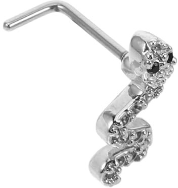 Beaupretty anneau de nez piercing de nez Boucle d'oreille de nez en acier inoxydable Boucle de nez serpent Accessoires de nez goujons de nez de cerceau faux piercing au ventre Silver