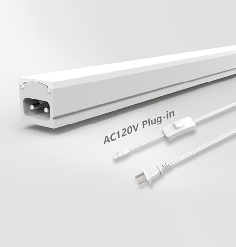 Leetdud Under Cabinet Lighting Plug in, 16 Inch 1 Pc, Linkable AC120V 3CCT 3000K/4000K/5000K Ultra Slim, LED Under Cabinet Lights for Counter Light, Kitchen, Shelf, Sink, Workshop, Desk, White