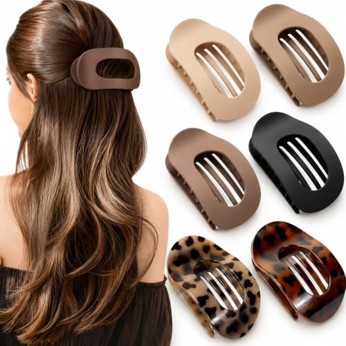 Hanyousheng Lot de 6 Pince Cheveux Plate, Élégantes Hair Clip pour Cheveux Épais & Fins pour Tous les Jours, Sport, Conduite
