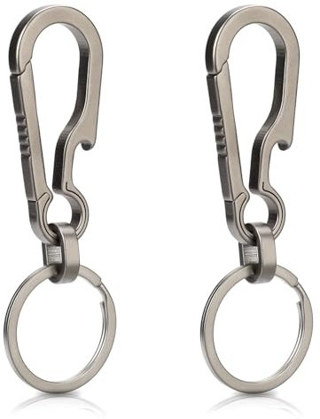Sibba 2 mosquetones de titanio para llavero, gancho de mosquetón, pequeño y resistente, multifuncionales, cierres de mochila, antipérdida, llavero de liberación rápida, accesorio organizador para