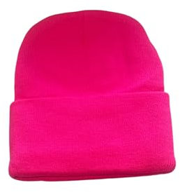 makio Cappello invernale uomo donna. Cappellini Corsa Corsa Sport Morbido Caldo con Linguetta e Doppia Copertura, Rosa fluo, 56 cm