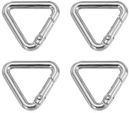 PATIKIL 4er-Pack 0,78 Dreieck-Ring-Schnalle Silber | Metall-Feder-Snap-Clip-Sprungringe, Trigger-Schlüsselanhänger-Gürtelbefestiger, Für DIY-Geldbörsen-Handtaschengurt-Verschluss