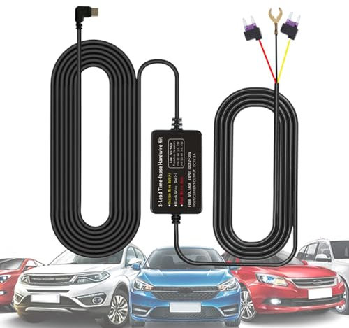 Armaturenbrettkamera-Festverdrahtungssatz,Autokamera-Festverdrahtungssatz,Dashcam-Ladekabel | 24-Stunden-Überwachungs-GPS-Ortungskabel für Zeitraffer-Aufnahmerekorder