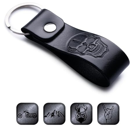 MAGOR Handgefertigter Schlüsselanhänger aus Vollnarbenleder, Auto-Schlüsselanhänger aus echtem Leder, mit heißgeprägtem Design, Geschenk für Sie oder Ihn