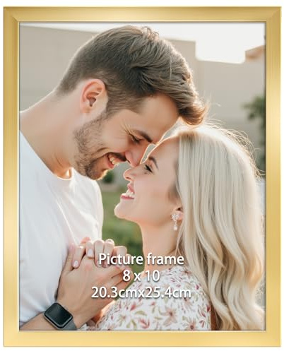 Ditwis Bilderrahmen 20x25 Gold, Fotorahmen für 25x20 cm Fotos und Bilder, Wand- und Tischaufstellung, Modern Rahmen für Wohn-, Schlaf- und Büroräume