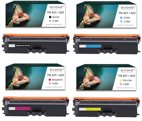 Brother TN 421 / 423 CMYK Druckerpatronen, 6500 Seiten Schwarz + 4000 Seiten jede Farbe, TN421 TN423, kompatibel mit DCP-L8410CDW MFC-8690CDW MFC-8900CDW MFC-8900CDW, MFC-8900CDW, 4 Stück