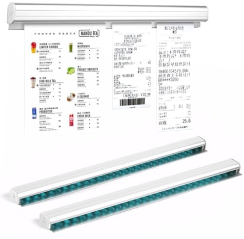 Prmape 2 Pièces Porte Bon de Commande Restaurant 40cm, Support Bon de Commande Cuisine, Rail de Billetterie Mural en Aluminium, Porte Ticket Restaurant pour les Bars de Cafés de Restaurant
