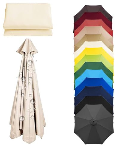 XEISYO 6/8 Ribs Replacement Parasol Canopy, 2m/2.3m/2.5m/2.7m/3m Patio Umbrella Replacement Canopy, Parasol Cover for Outdoor Table Market Yard (J,8Ribs-2.3M/7.5FT)