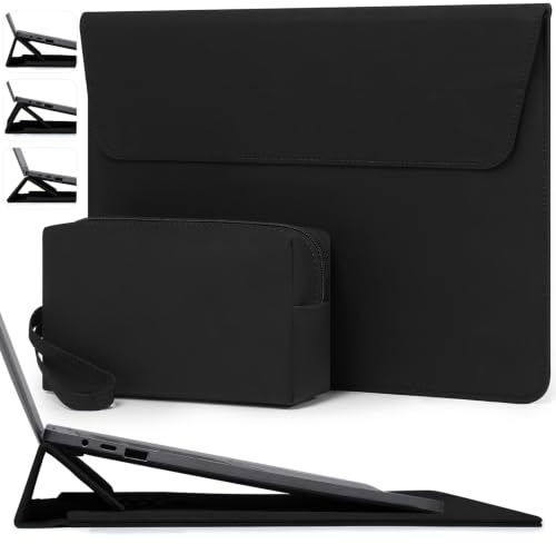 HYZUO 15-16 Zoll Laptophülle mit Verstellbarem Ständer, Schwarz | für MacBook Pro 16 M5/M4/M3/M2/M1 Pro/Max A3428 A3429 2026-2019, XPS 15, MacBook Pro 15 2015-2012, HP Envy 15,6