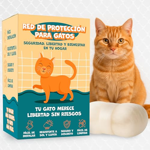 VENIO - Red para Gatos Terraza Resistente y Transparente - Protección Segura para Balcones y Ventanas - Malla para Gatos Anticaídas de Exterior y Fácil Instalación 5x3 m
