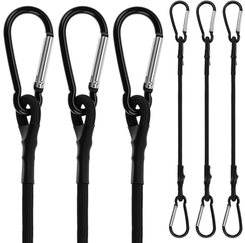 QWORK® 6 Stück Spanngummi 30cmxØ6mm mit Federschnappclip - Hochleistungs-Gepäckspanner Schwarz