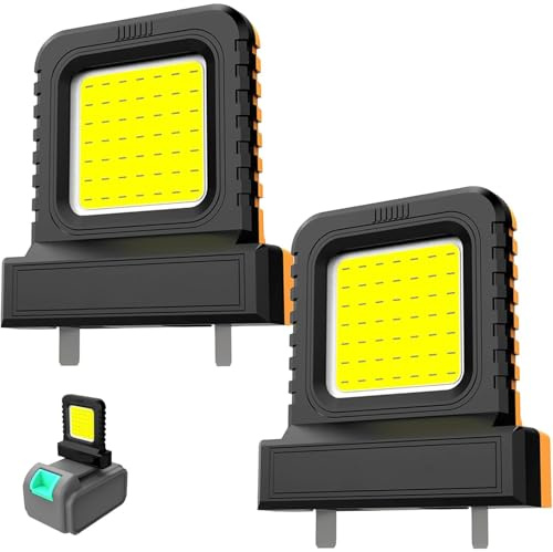 Cordless LED Work Light for All Power Tool Batteries,High Brightness Floodlight,Portable Flashlight Jobsite Spotlight Tool, Lamp Flood Light for Repairing/Outdoor Camping/Emergency(No Battery) (2pcs)