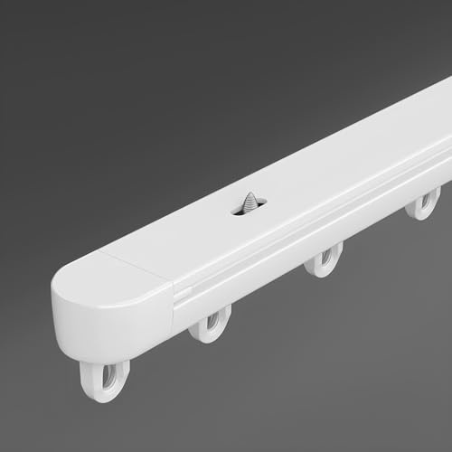 IRUGS Gebogene Decke Vorhangschiene | Aluminium 1-läufig Vorgebohrt Gardinenschiene | 90°-Eckwinkel | Für Duschvorhang, Wohnmobil Und Schiebevorhangschiene(290cm/9.5ft)