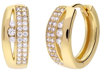 Lucardi - Damen Silberne, goldbeschichtete Ohrringe mit Zirkonia für Damen - Ohrringe - 925 Silber - Gelbgold legiert - Nickelfrei