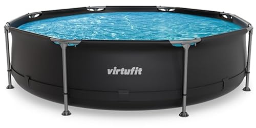 VirtuFit Piscina rotonda Ø 305 x 76 cm antracite – compatta – telaio robusto – piscina giardino – facile da montare