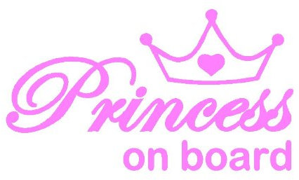 Aufkleber mit Schriftzug Princess On Board, Vinyl, 1 Stück