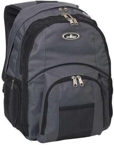 Everest Luggage Laptop Computer Backpack, Charcoal/Black, Charcoal/Black, One Size